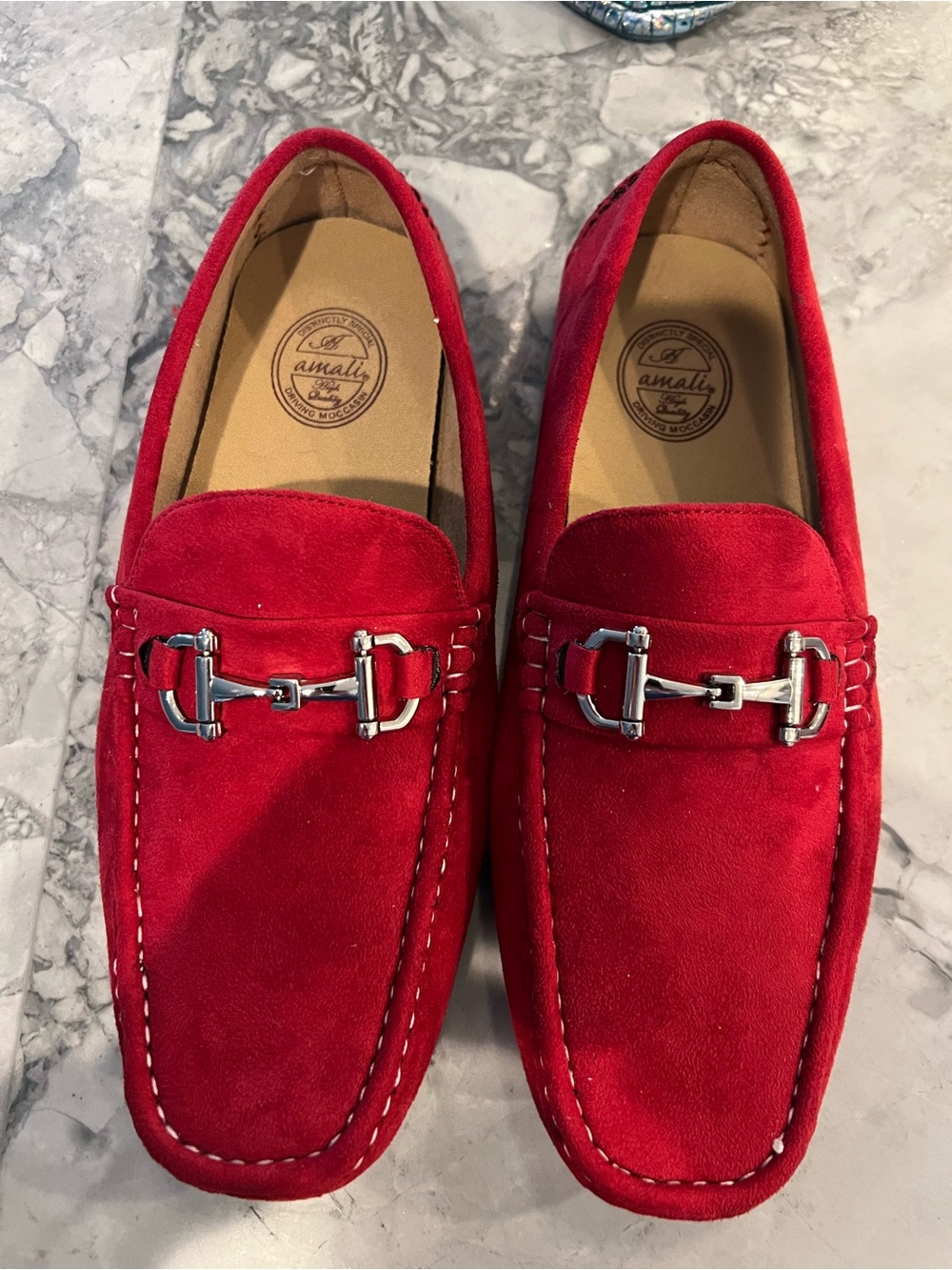 Amali red suede bit loafers’s men’s 10.5 driving moccasins